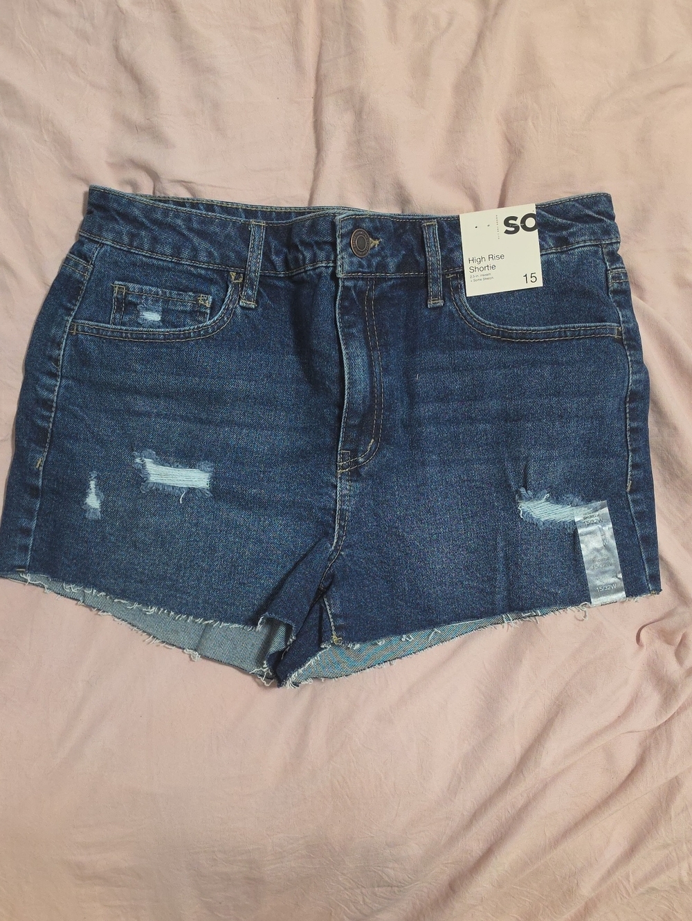 Kohl's Blue Distressed High-Rise Jean Shorts